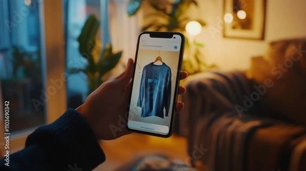 Obraz Write about the joy of finding the perfect item during an online sale, ordering it with a tap, and receiving instant confirmation in a beautifully designed app." 