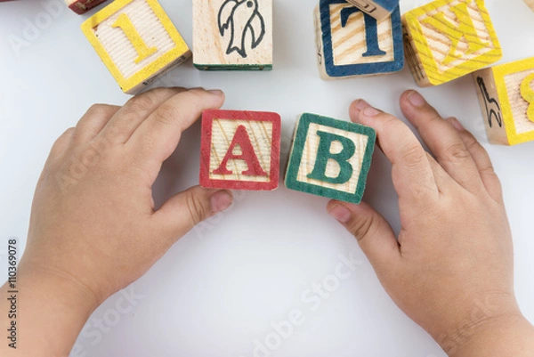 Obraz Playing with block toys