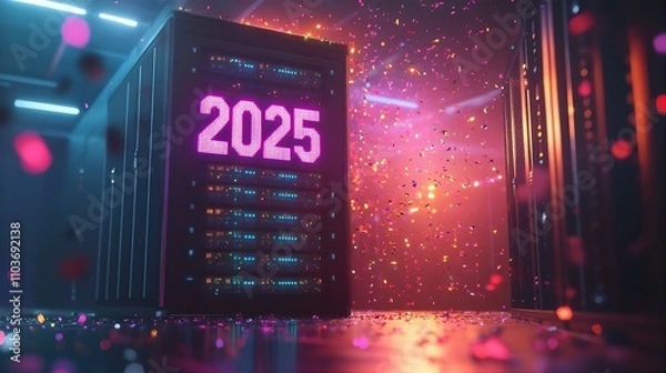 Obraz Cyberpunk 2025: New Year's Eve in the Server Room