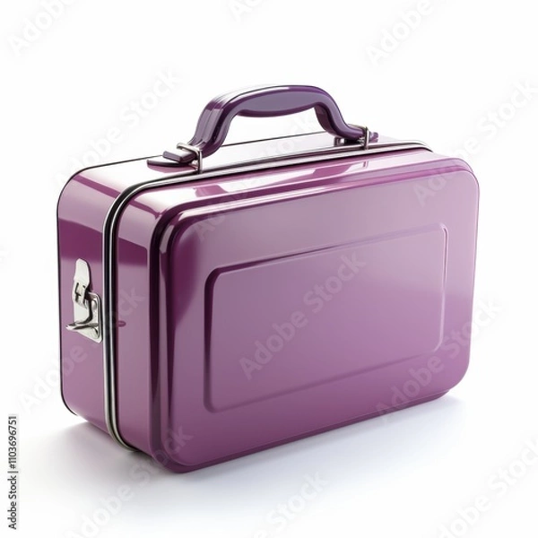 Fototapeta Stylish Purple Lunchbox with Glossy Finish and Secure Latch for Kids and Adults, Perfect for School, Office, and Outdoor Activities, Durable and Trendy Design
