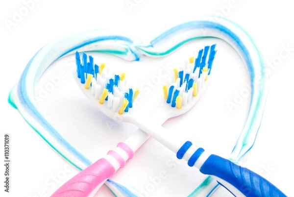 Obraz pair of toothbrushes in heart