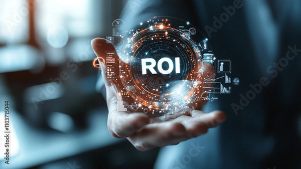 Fototapeta Ai generates roi insights in business strategy digital workspace visual data modern environment professional perspective