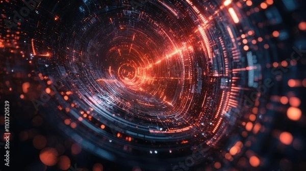 Fototapeta Digital Interface Visualization of Radiant Data Flow and Financial Objectives in a Futuristic Abstract Environment