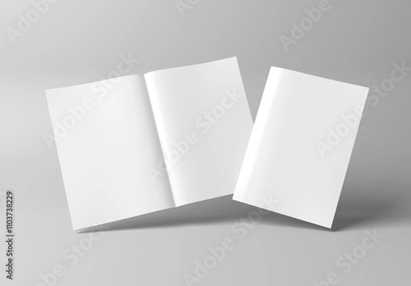 Obraz White blank A4 magazine Mockup isolated on white 3D rendering
