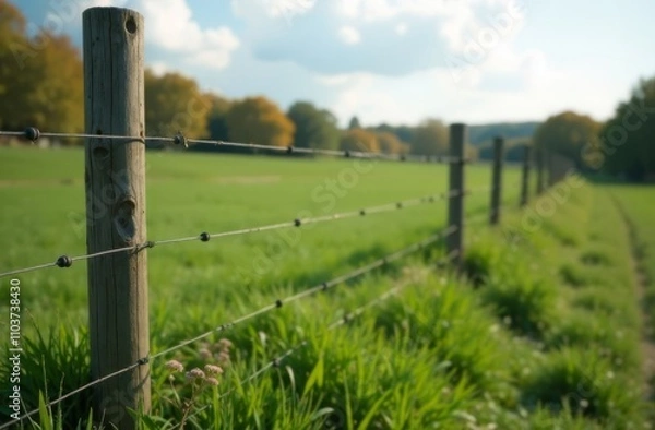 Fototapeta fence and grass