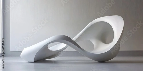 Fototapeta A modern sculptural lounge chair with flowing curves and an organic design.