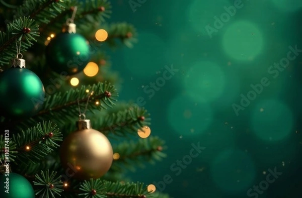 Obraz christmas tree and decorations background 