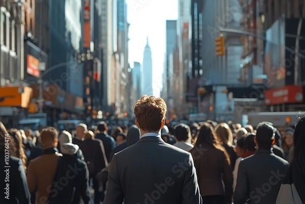 Fototapeta Anonymous Man in Suit, Rush Hour City Street1
