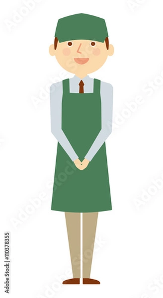 Fototapeta スーパー　店員　男性　全身　働く人々