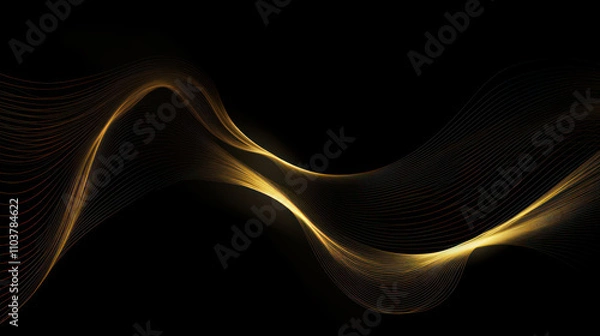 Fototapeta golden linear curve layout, background is dark,. 