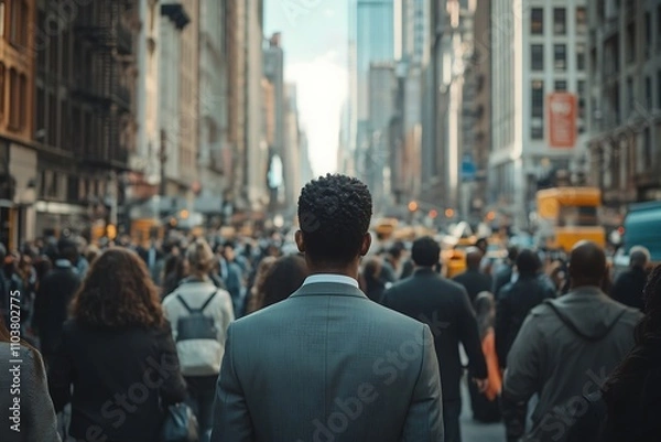 Fototapeta Busy City Street Anonymous Commuter in Business Attire