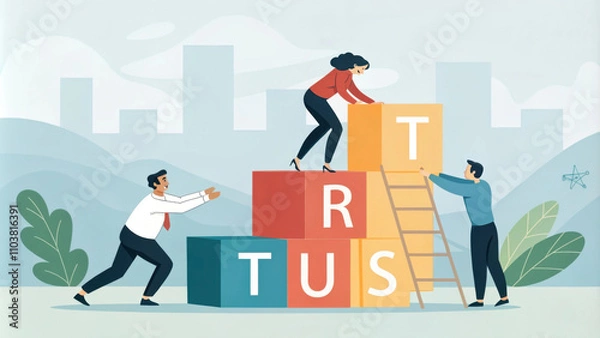 Fototapeta Building trust with teamwork and collaboration