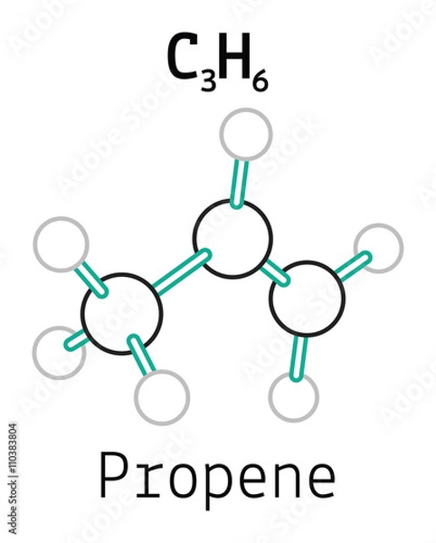 Fototapeta C3H6 propene molecule