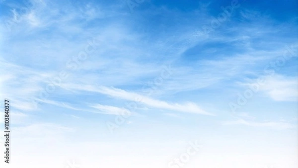 Fototapeta A serene blue sky filled with fluffy white clouds, creating a calm and beautiful natural landscape backdrop.