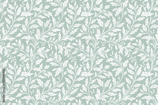 Obraz Toile pattern tapestry. Arts and crafts. Monochrome botanical pattern background. Created with Generative AI technology