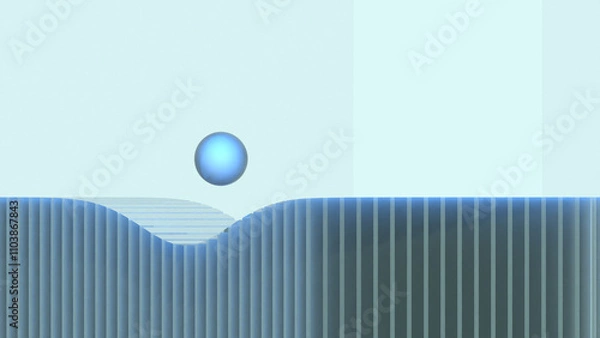 Fototapeta 3D abstract wave concept in light blue background