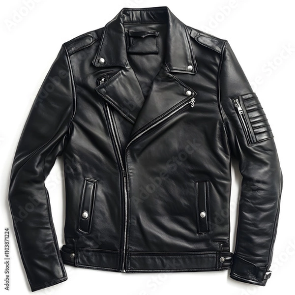 Obraz Black leather jacket view for man
