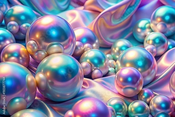 Obraz Surreal Gradient Mesh Backgrounds in Pearl Hues with Holographic Foil for 80s and 90s Retro Style Designs and Textures