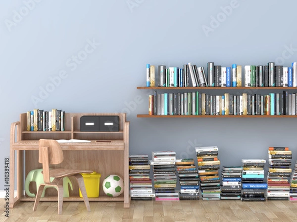 Obraz interior bookshelf room library kids room 3D image