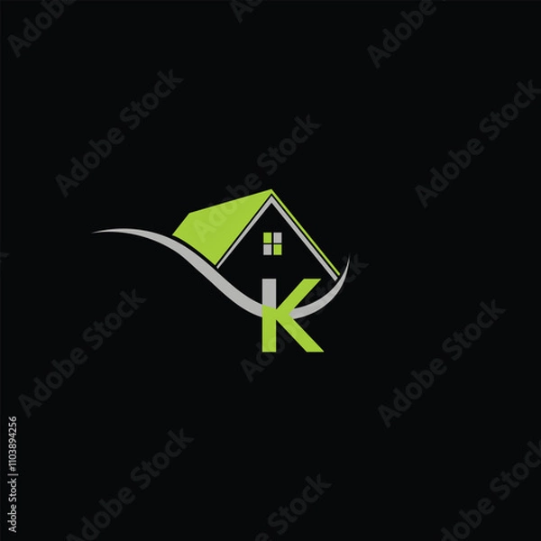 Fototapeta Letter K House Logo Design Template Inspiration, Vector Illustration.