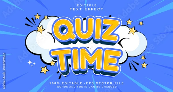 Fototapeta Editable text style effect - Quiz Time text style theme.