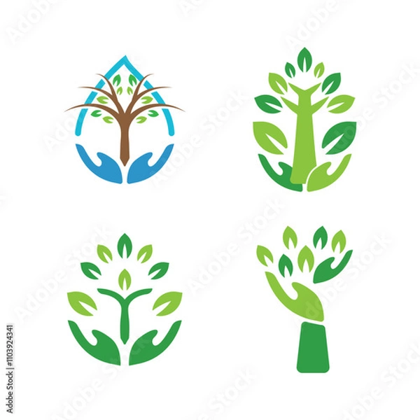 Obraz Hand Tree Logo Template Icon