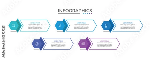 Obraz Presentation business infographic template with 5 options. Vector illustration.