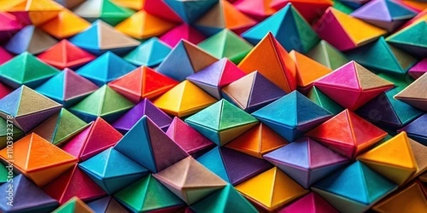 Obraz Vibrant Macro Photography of Extreme Colorful Flat Background Featuring Geometric Triangle Shapes for Creative Design and Artistic Exploration
