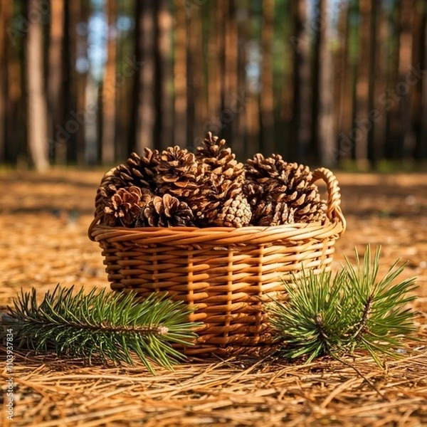Obraz pine cones on the wood