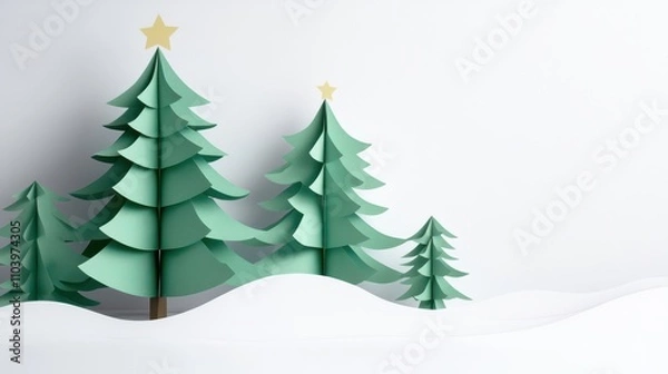 Obraz Abstract Paper Christmas Trees for Festive Decor
