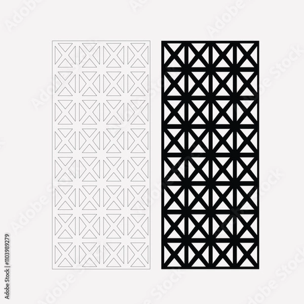 Fototapeta Modern shape ready to cut laser cut door and hall wall simple CNC geometric decorative pattern