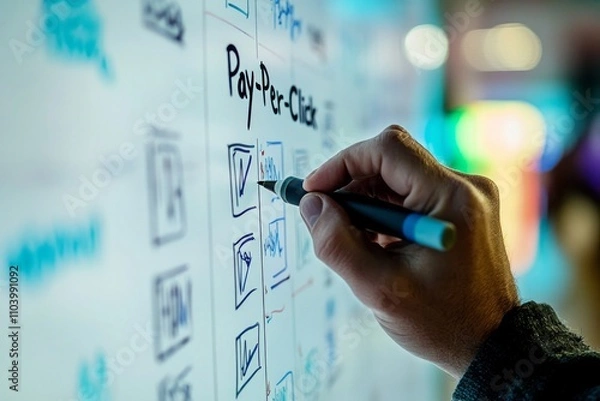 Obraz PPC Strategy Planning on Interactive Whiteboard