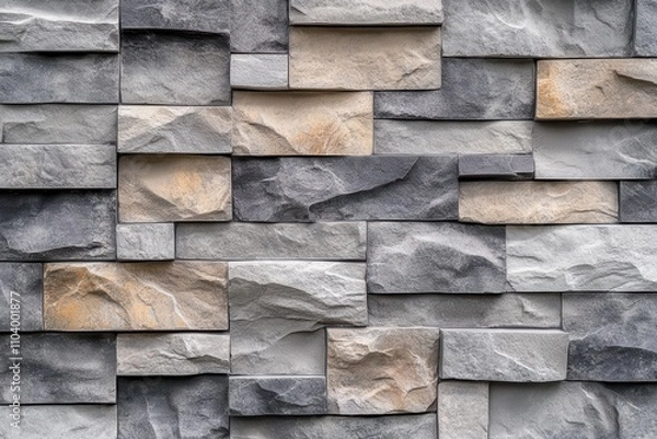 Fototapeta A Beautifully Textured Stone Wall Composition in Grayscale Tones for Architectural Design