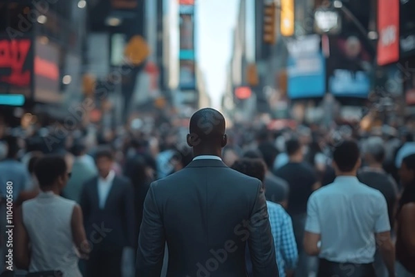 Fototapeta Times Square Businessman  Anonymity in the Rush Hour Crowd