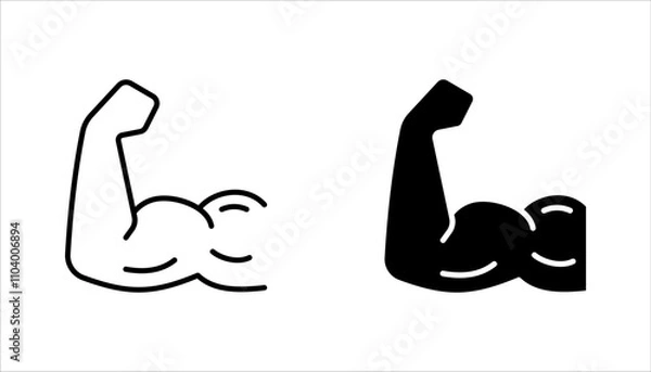 Fototapeta Muscles icon set, strong arm of an athlete, Linear Hand icons, biceps icons, Bodybuilding and fitness concept, on a white background.
