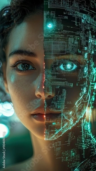 Obraz The Digital Visionary: Half-Human, Half-Cyborg Marketer