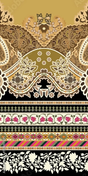 Fototapeta Ethnic Turkish Geometrical islamic seamless border vector Art Design