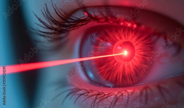 Obraz Red laser beam in the eye