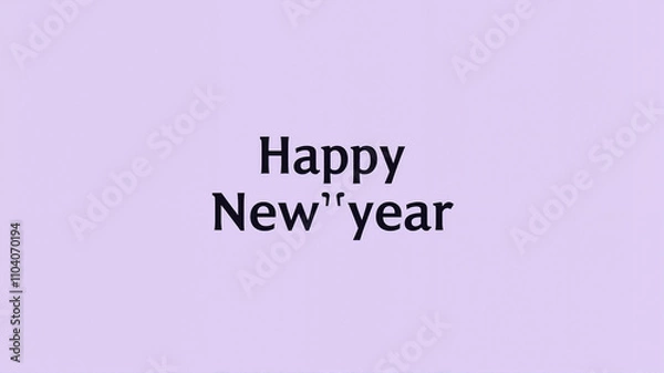 Fototapeta Happy New Year text in black on a pastel purple background