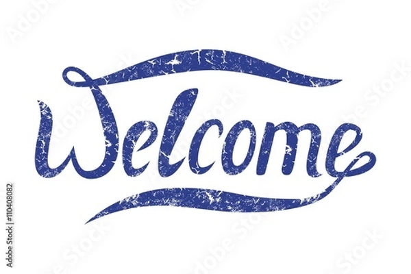 Obraz The word Welcome for your design. Vector banner with blue text.