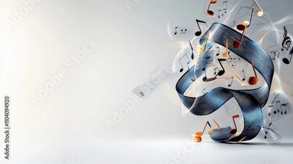 Obraz Dynamic musical ribbon dance abstract art digital creation minimalist space artistic viewpoint flow and movement