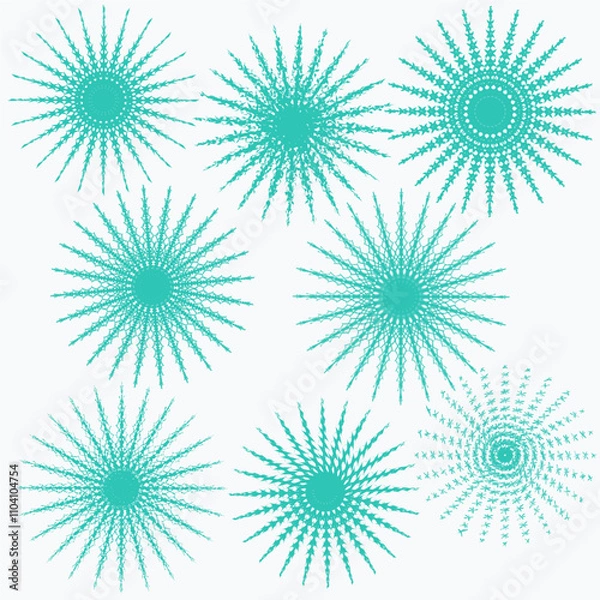 Fototapeta Set of beautiful vector snowflakes. Decoration for winter drawings.