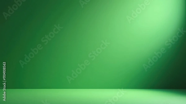 Fototapeta Minimalist Green Background for Product Presentation, High-Definition Abstract Backdrops with Floor and Wall Setup