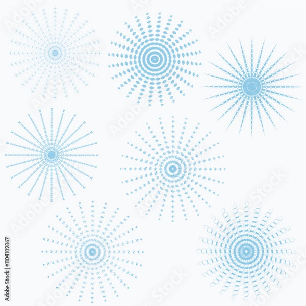 Fototapeta Set of beautiful vector snowflakes. Decoration for winter drawings.