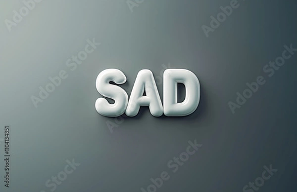 Fototapeta 3d letters SAD on grey background. Concept template for seasonal affective disorder, awareness month and help for people with mental problems with copys pace