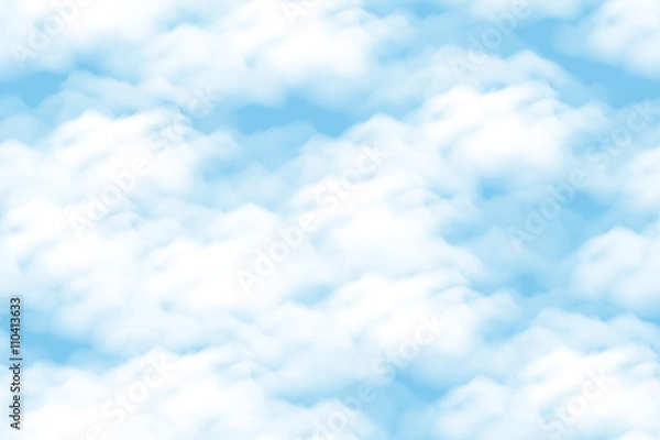 Obraz Cloudscape Seamless Background, White Clouds on Blue Sky. Vector
