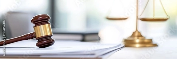 Obraz Gavel and scales signify judicial environment ease