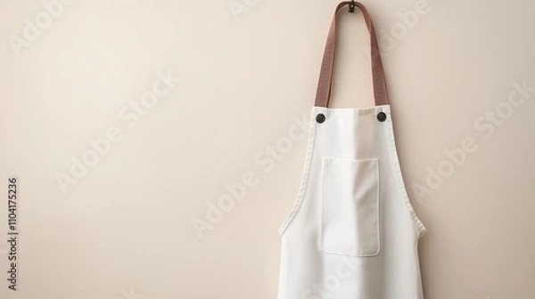 Fototapeta Clean white apron hanging neatly, symbolizing simplicity