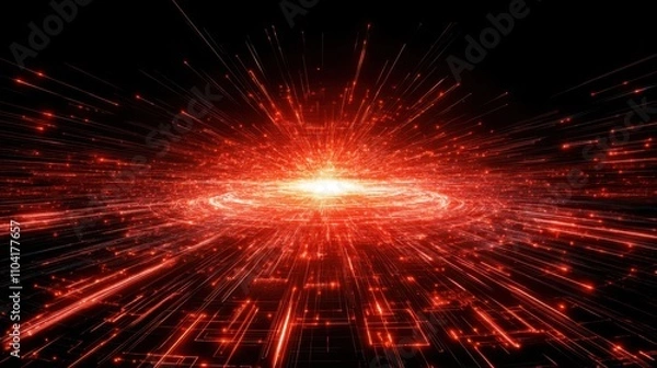 Obraz Modern Dark Grid with Luminous Red Lines