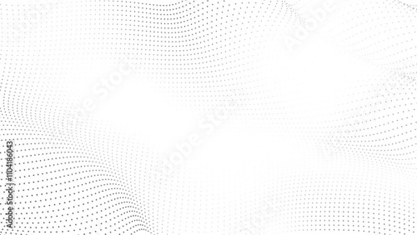Fototapeta Black and White Halftone Wave Pattern, Wave halftones geometric dots, Illustration halftone effect round shape. Dynamic Vector Halftone Design for Stylish Product Graphics